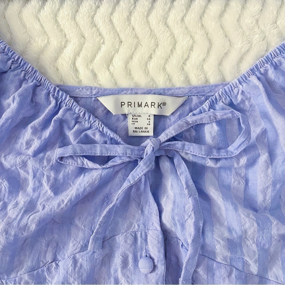 Primark Cropped Blouse Womens Size 2 Lilac Puff-Sleeve Off-Shoulder Soft Casual - Picture 11 of 11